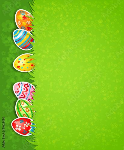 Easter festive background and egg in grass