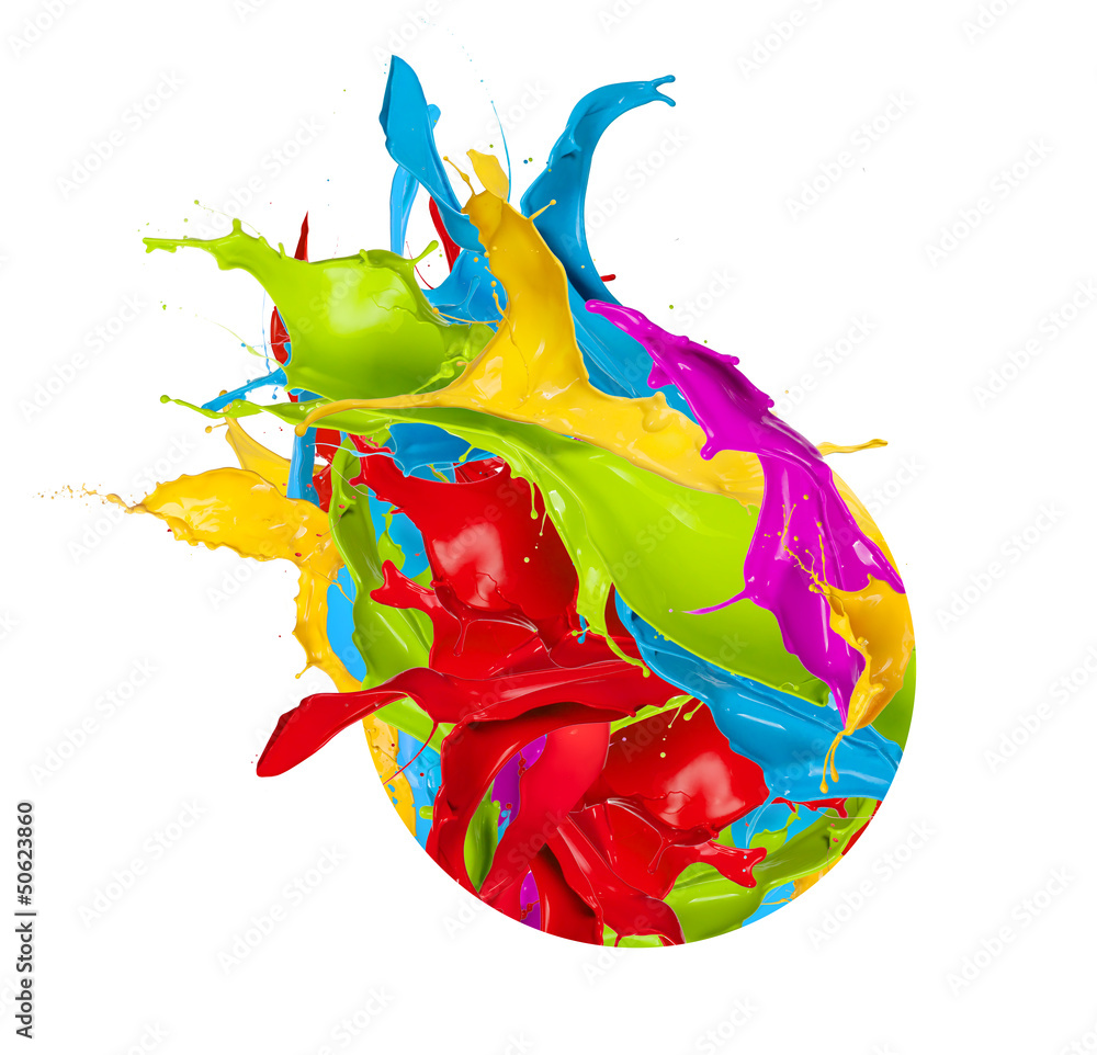 Fototapeta premium Colored splashes design icon, isolated on white background
