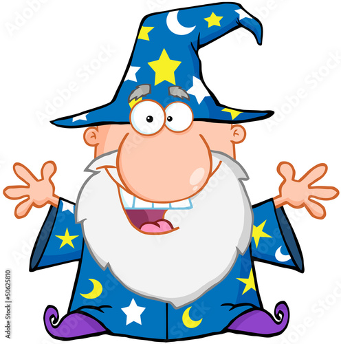 Happy Wizard With Open Arms