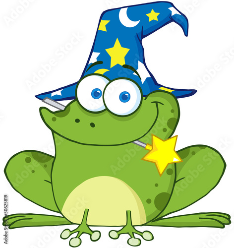 Wizard Frog With A Magic Wand In Mouth