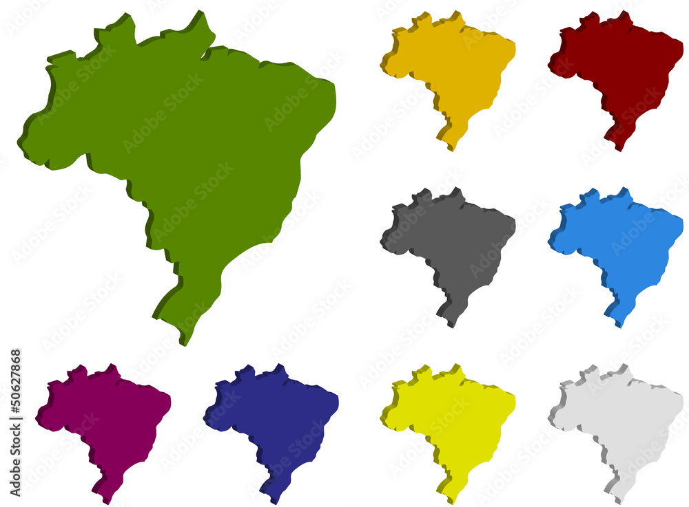 Colorful Brazil Maps Set