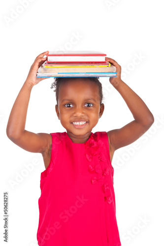 Adorable african little girl with book