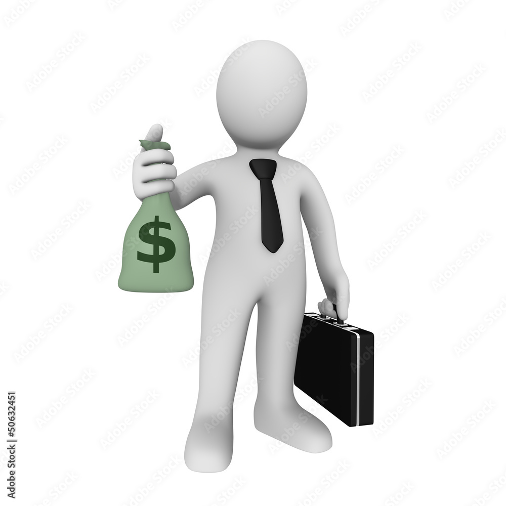 Successful businessman with money sack Successful businessman with money sack