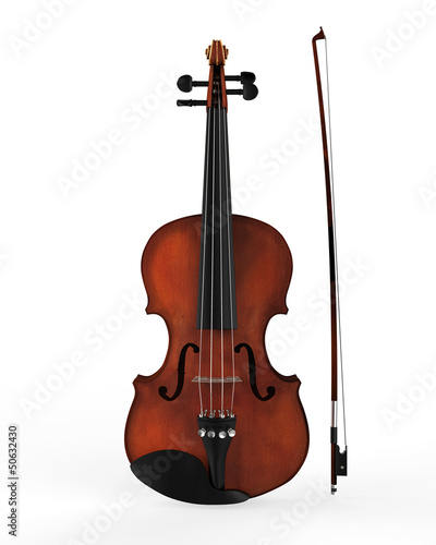 Violin and Fiddle Stick Isolated on White Background