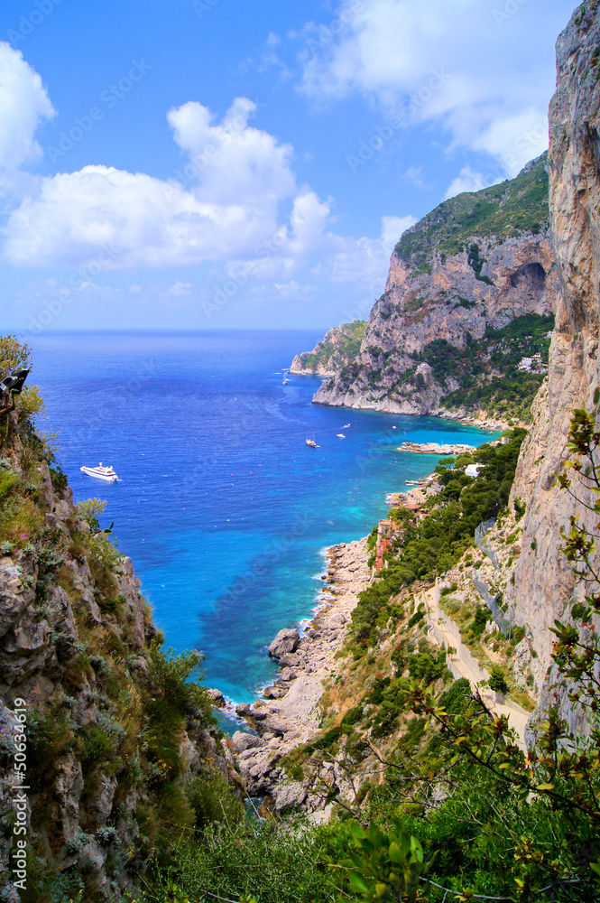 View of the coast of the island of Capri, Italy