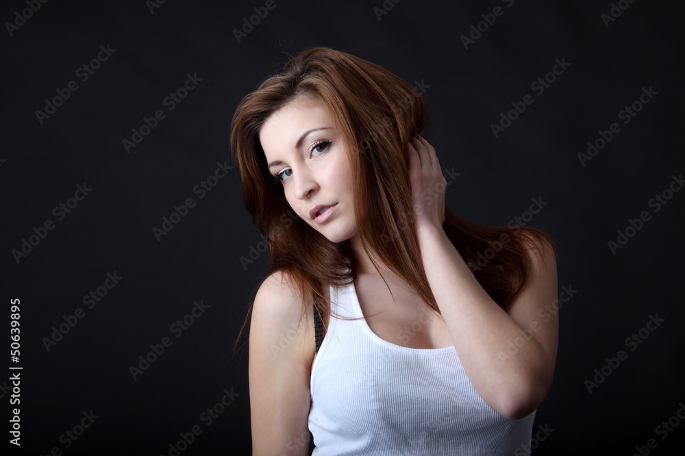 young beautiful woman and hair young beautiful woman and hair