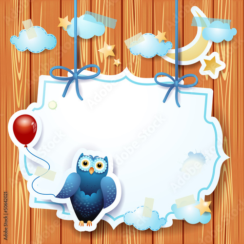 Owl and balloon with custom label