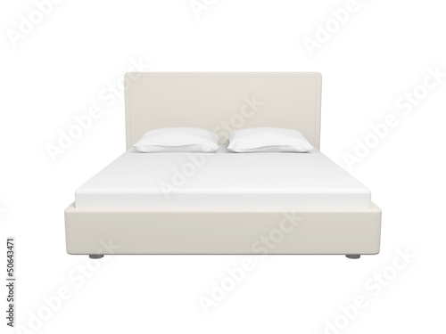 Double white bed.