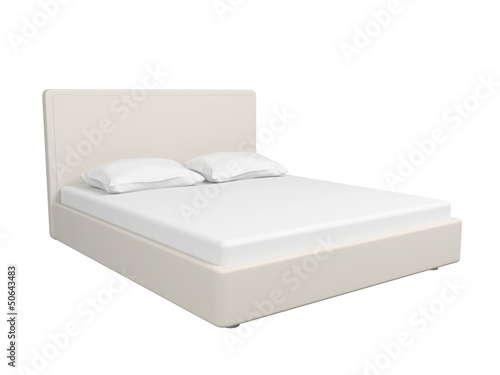 Double white bed.