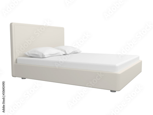 Double white bed.