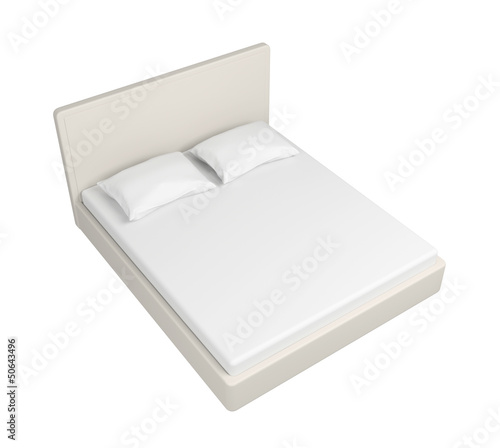 Double white bed.