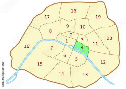 Plan du 4ème arrondissement de Paris