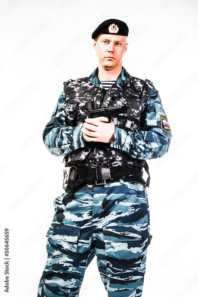 police special squad officer in full ammunition