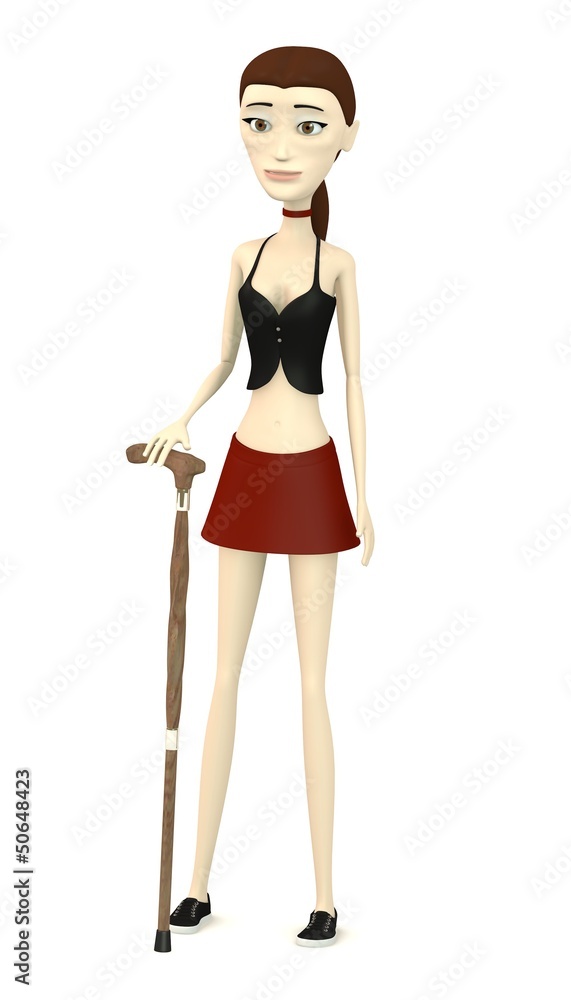 3d render of cartoon character with cane 3d render of cartoon character with cane