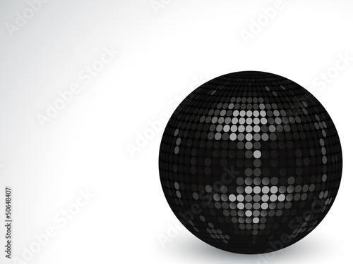 3d black disco ball