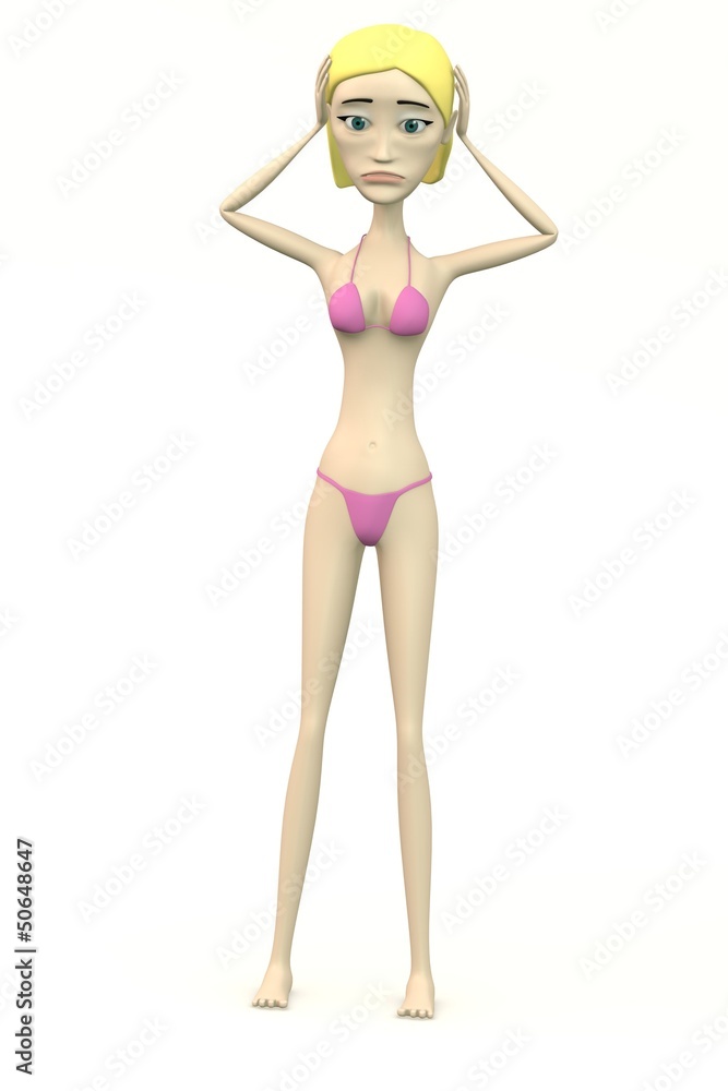 cartoon female character in swimsuit - despair cartoon female character in swimsuit - despair