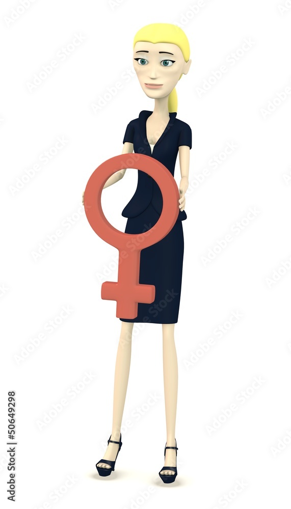 3d render of cartoon character with female symbol 3d render of cartoon character with female symbol