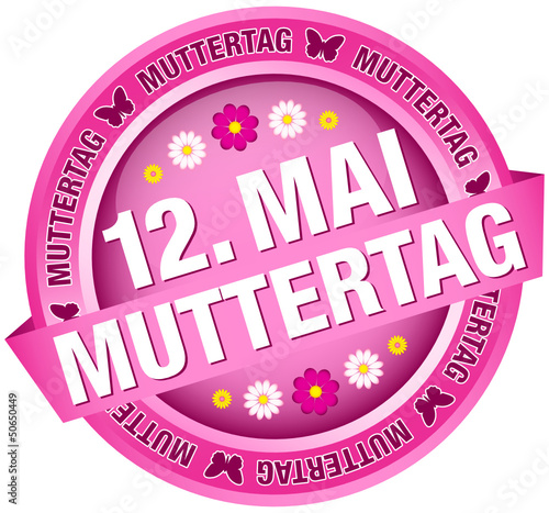 Button Banner Blumen "12. Mai Muttertag" pink