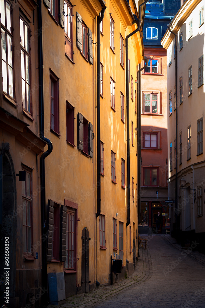 A street in the historic center of Stockholm. Sweden