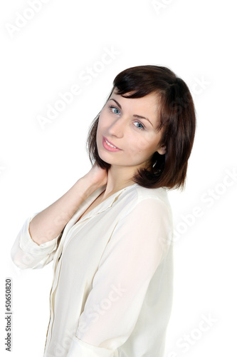 Portrait of caucasian young woman