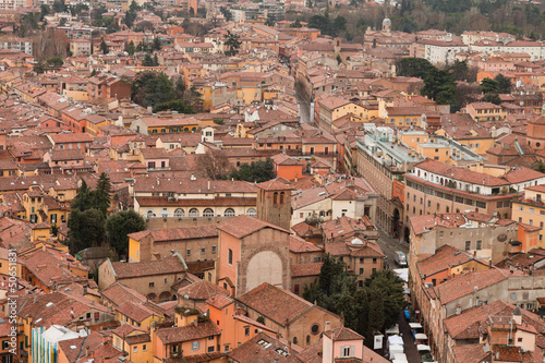 City of Bologna birds view. Rooftops. Italy. Europe.