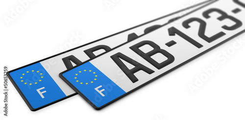 Konstfotografi Plaques d'immatriculation sur fond blanc 1