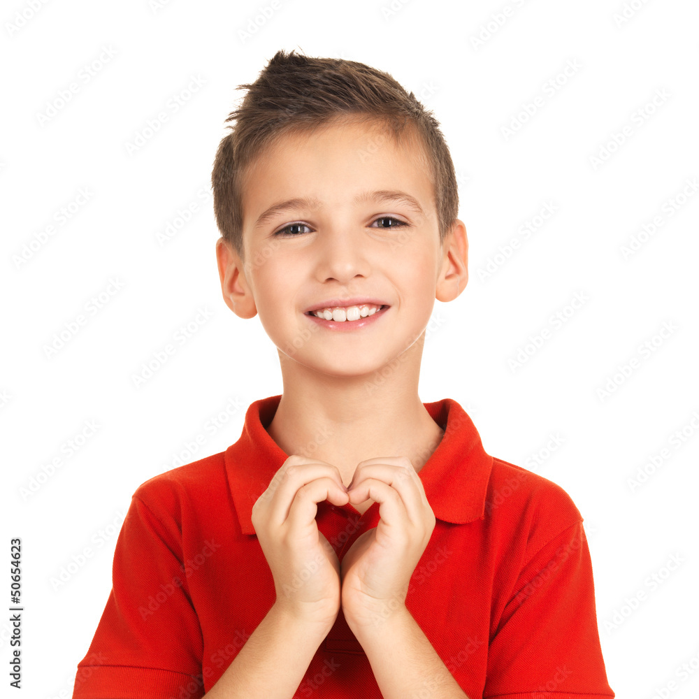 Portrait of happy boy with a heart shape Portrait of happy boy with a heart shape