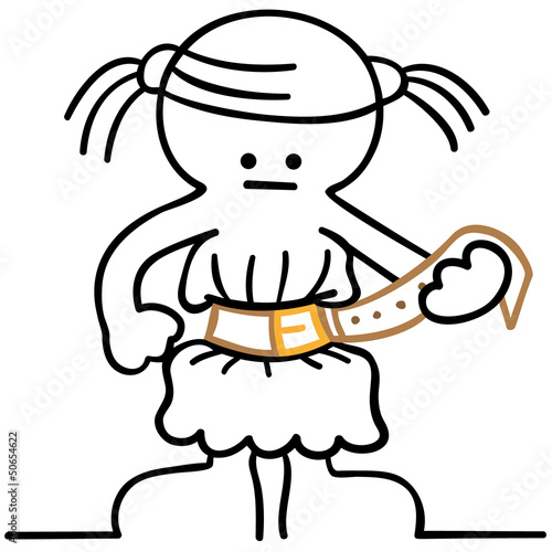 figur schnallt gürtel enger