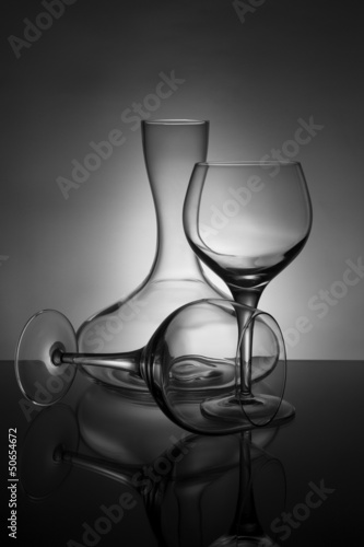 Wine glasses and decanter