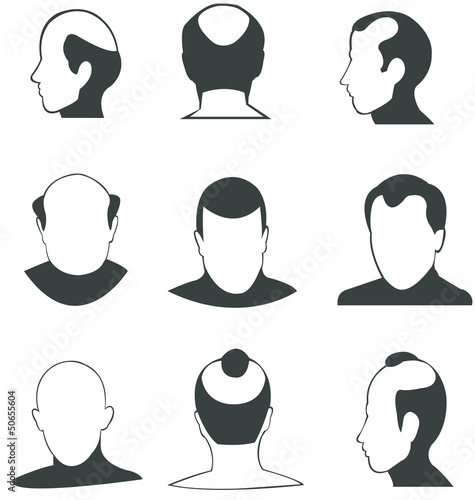 Silhouette Bald heads vector collection
