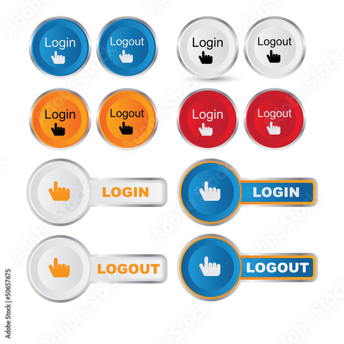 Vector round Login - Logout button set