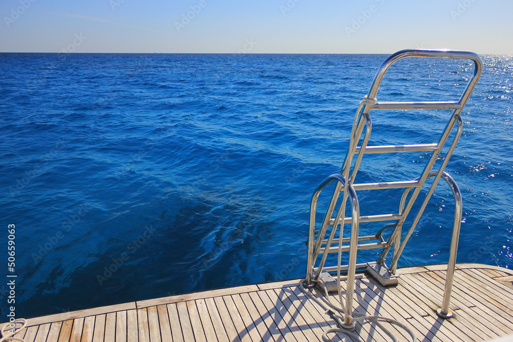 Ladder at the stern of the yacht