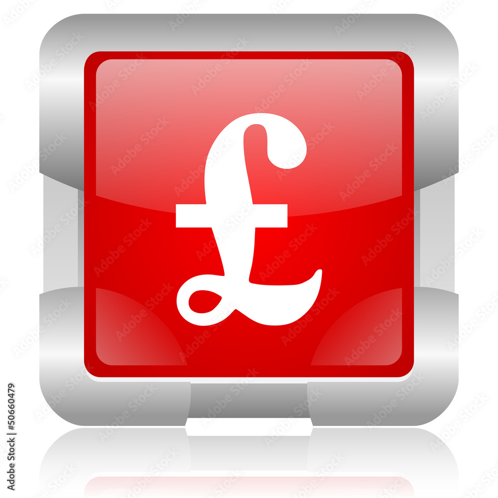 pound red square web glossy icon pound red square web glossy icon