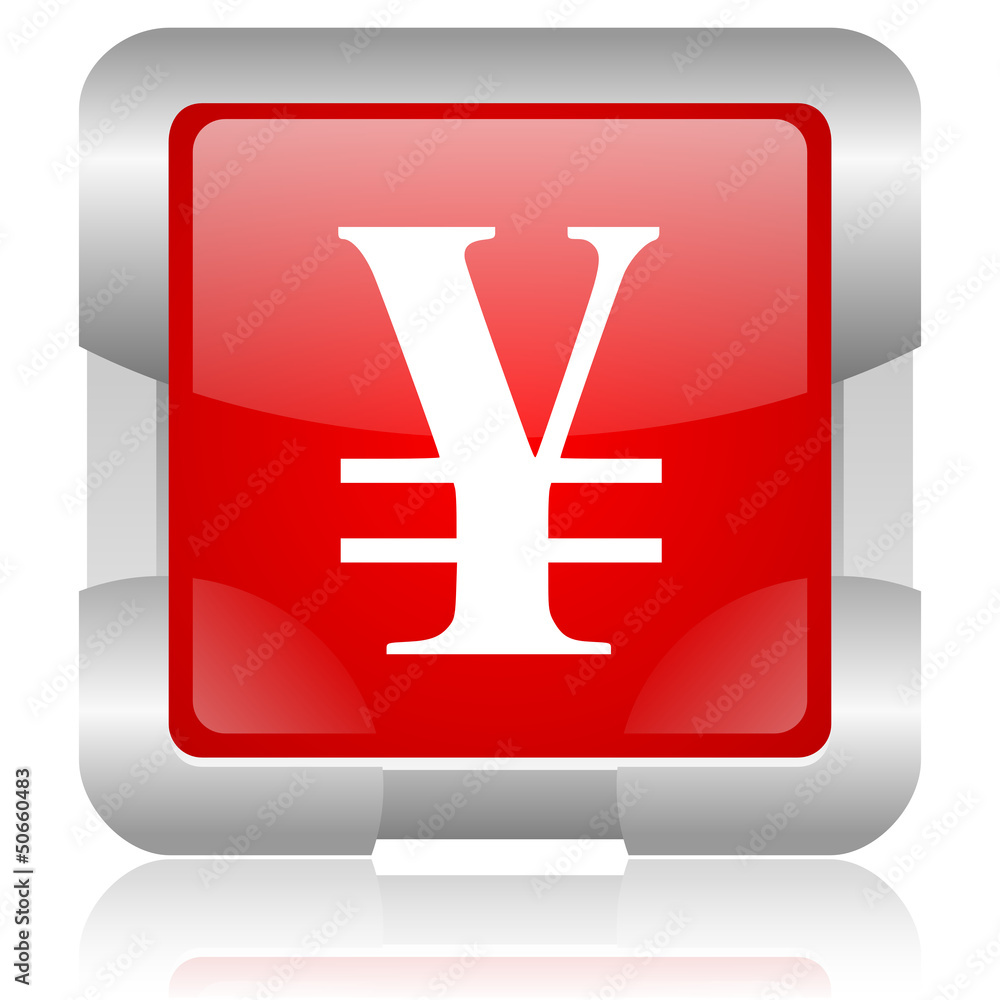 yen red square web glossy icon yen red square web glossy icon