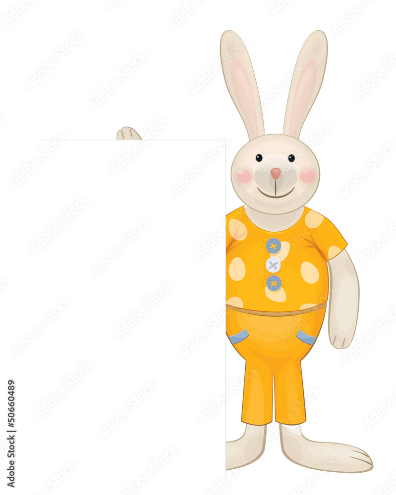 Vector of cute rabbit hiding by blank. Vector of cute rabbit hiding by blank.