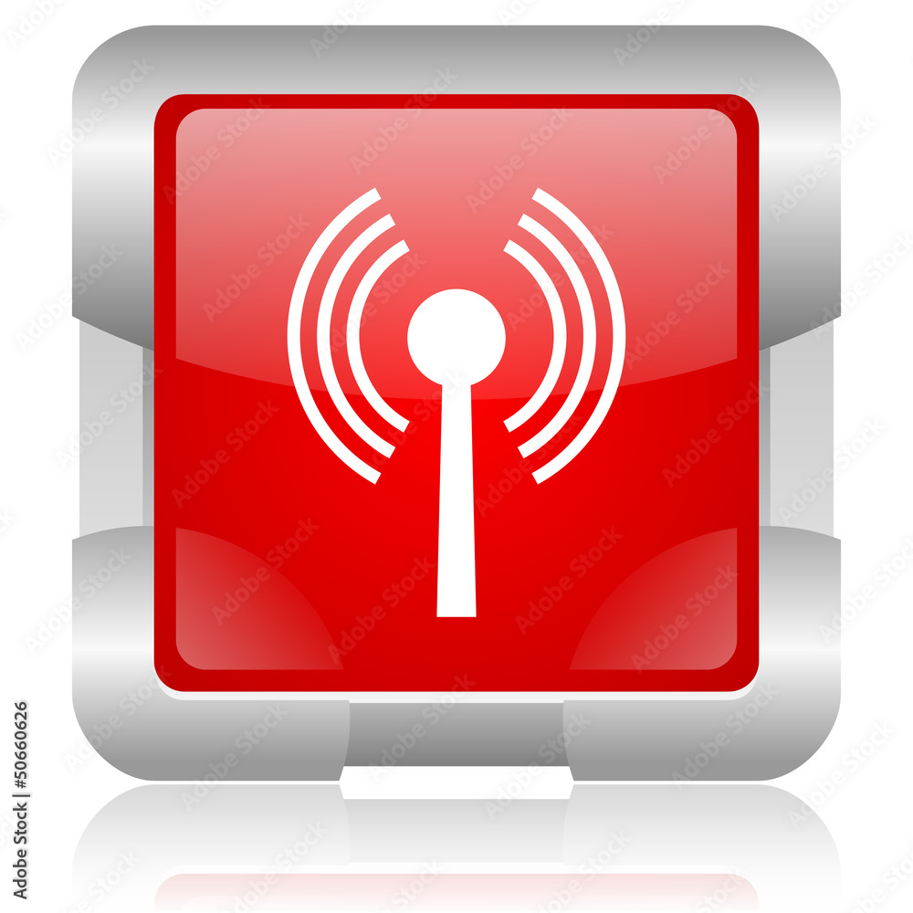 wifi red square web glossy icon wifi red square web glossy icon