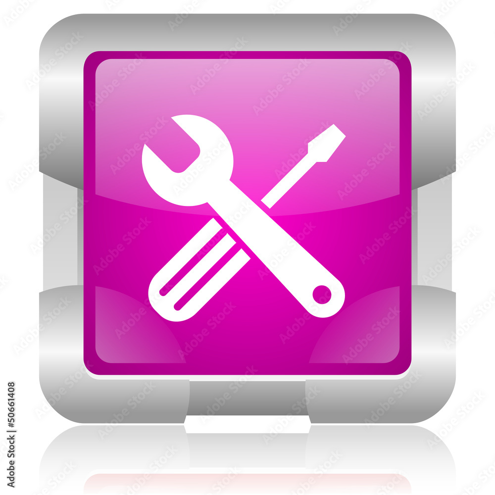 tools pink square web glossy icon