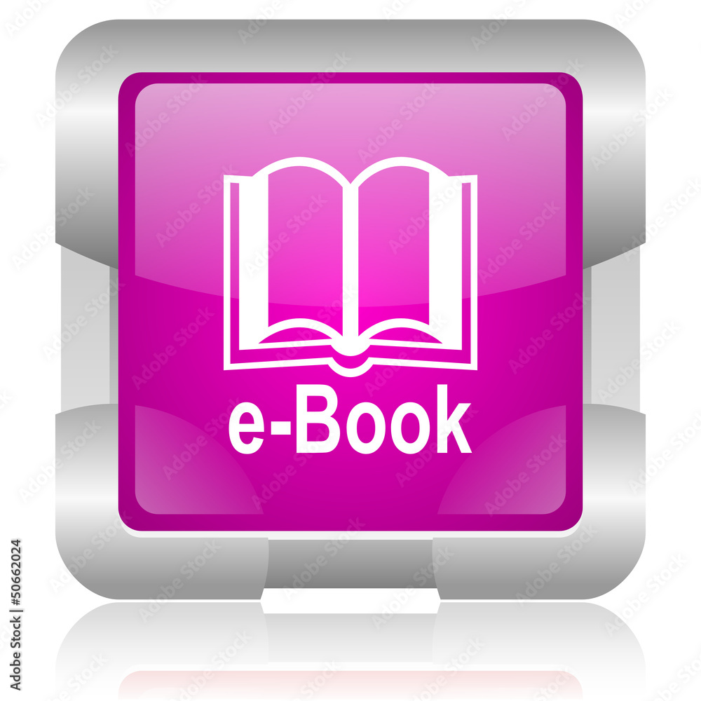 e-book pink square web glossy icon