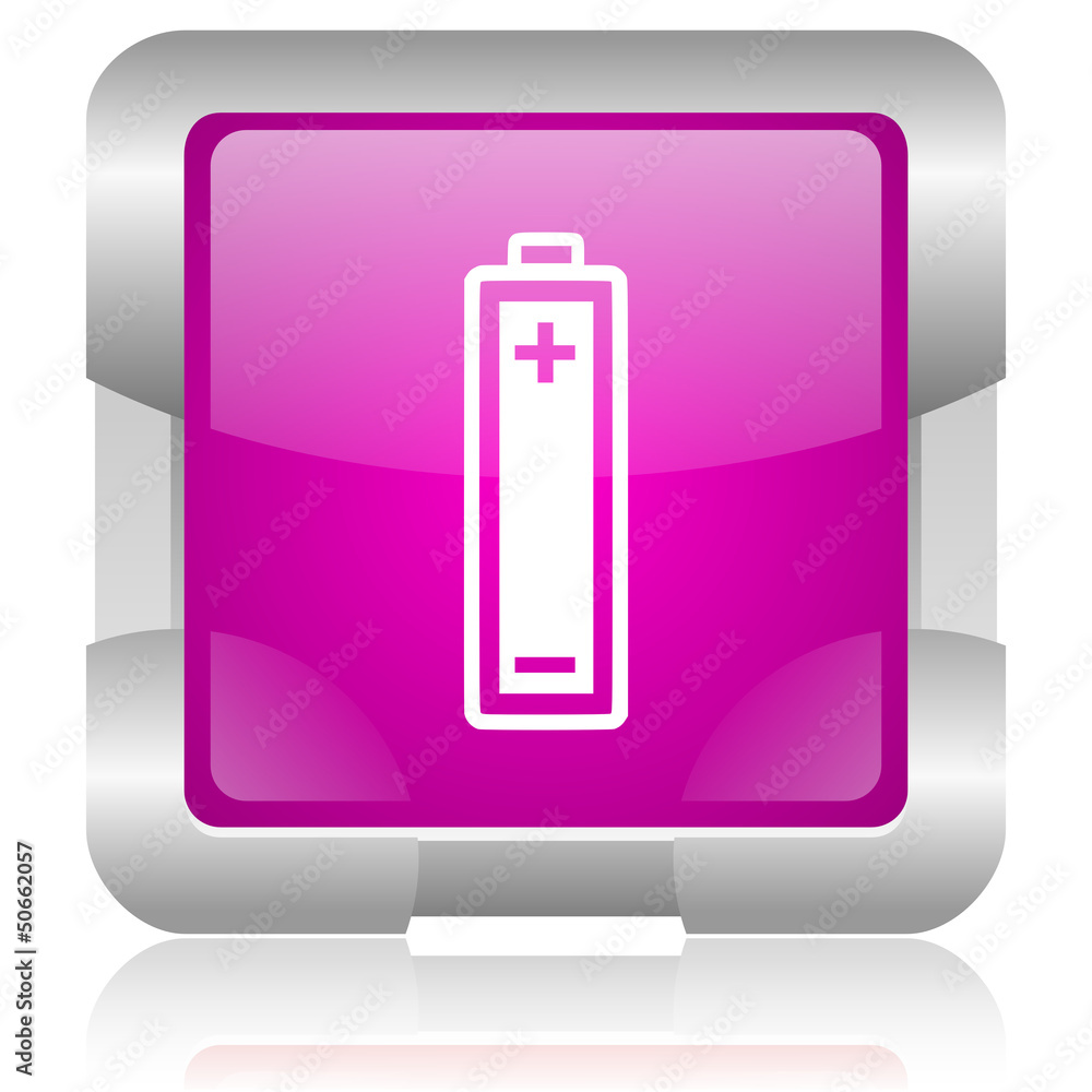battery pink square web glossy icon battery pink square web glossy icon