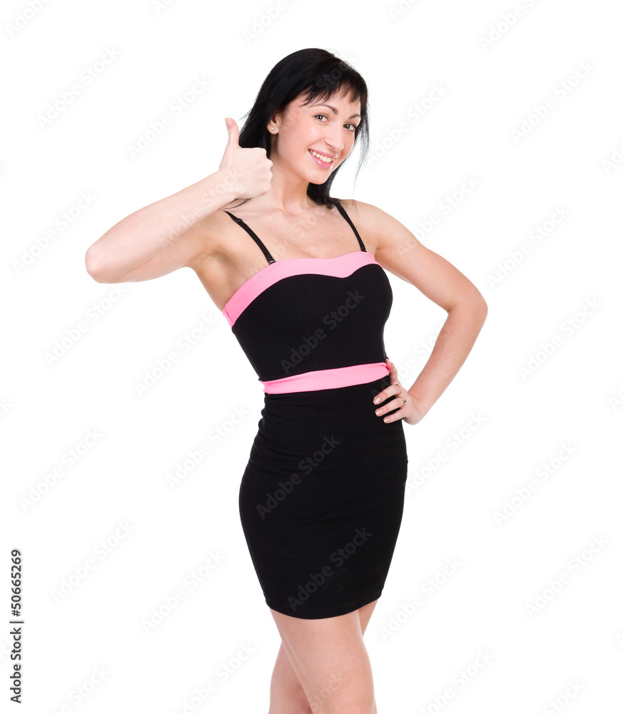 Image of attractive woman showing thumbsup Image of attractive woman showing thumbsup