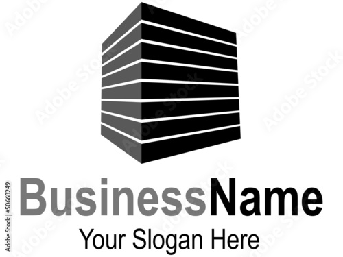 Logodesign mit schwarzem Quader und perspektivischen Streifen