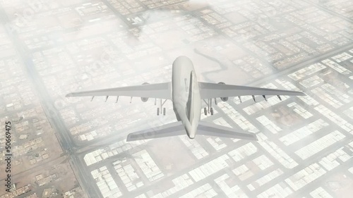 airplane flight over Riyadh city