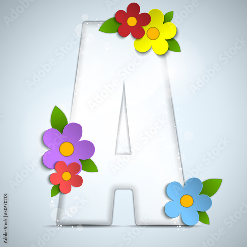 Alphabet Glass Spring with Flowers