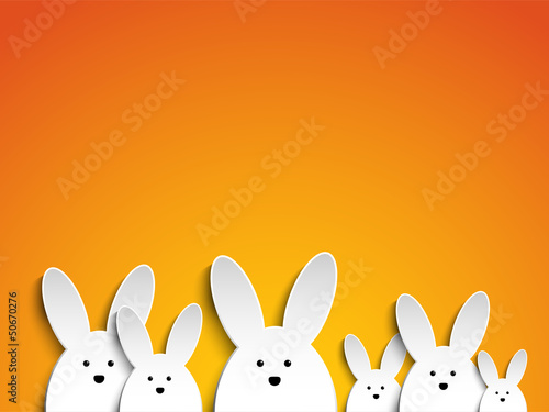 Happy Easter Rabbit Bunny on Orange Background