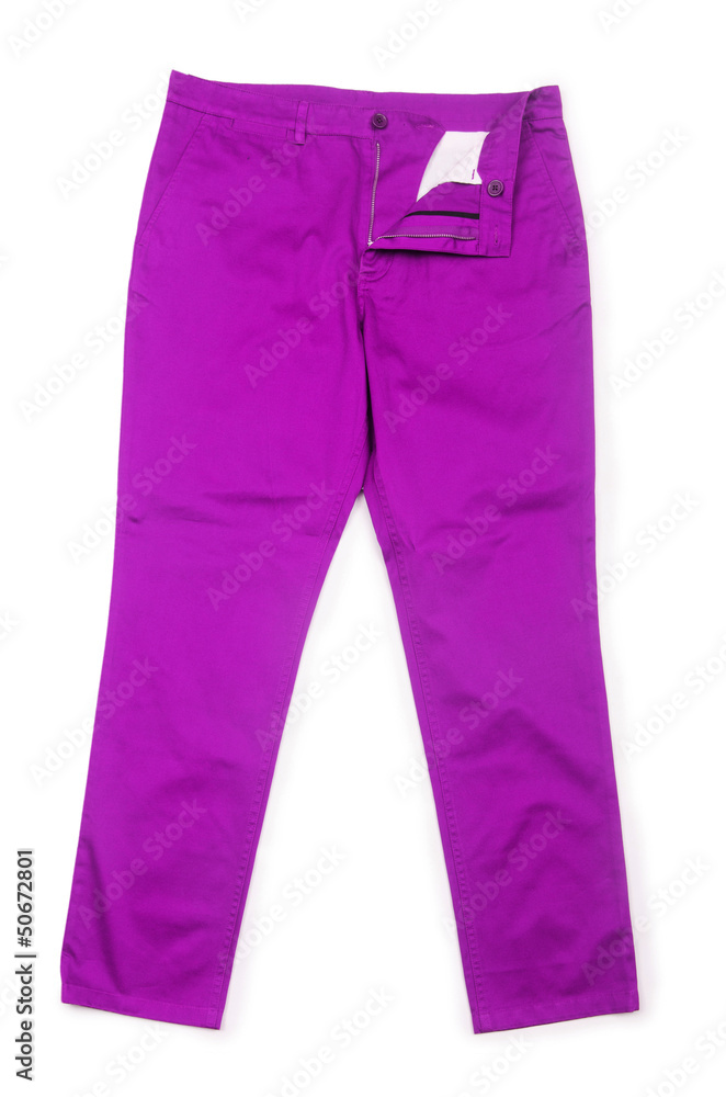 Fashion concept with trousers on white Fashion concept with trousers on white