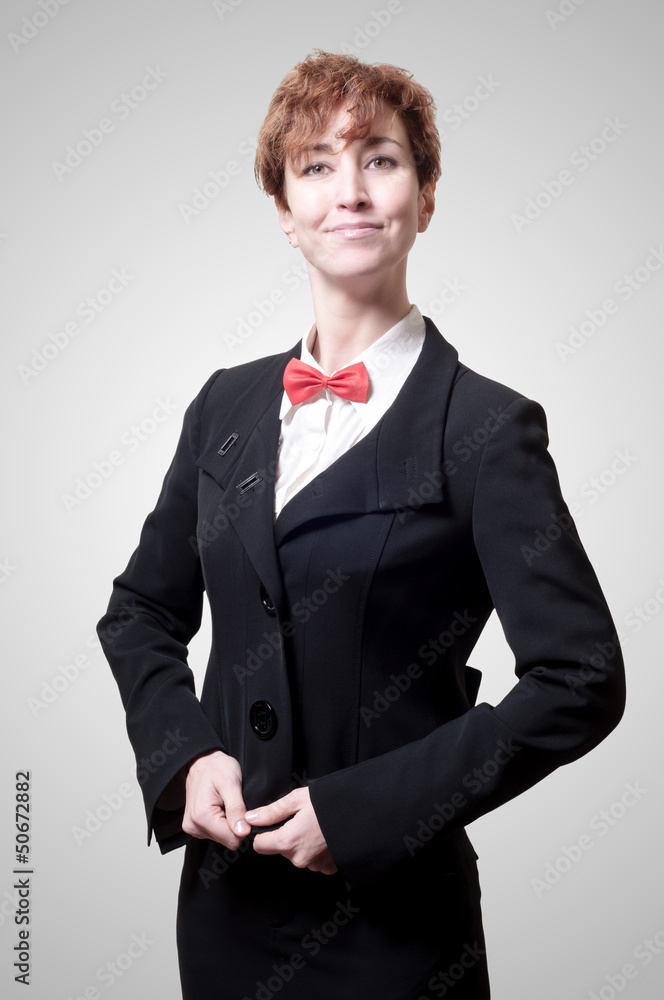 elegant businesswoman with bow tie