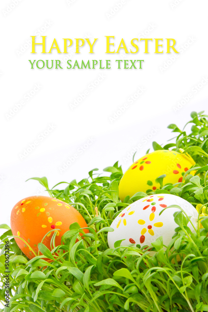 Decorative easter eggs in a grass Decorative easter eggs in a grass