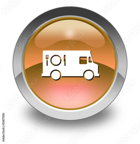 Orange Glossy Pictogram "Food Truck"