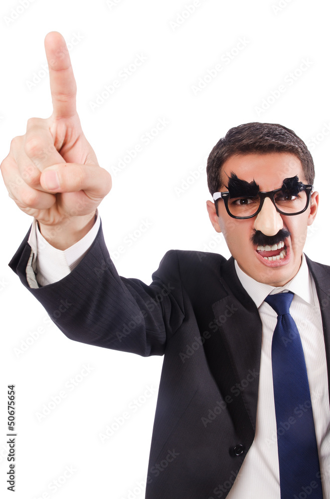 Funny businessman with eyebrows and moustache Funny businessman with eyebrows and moustache