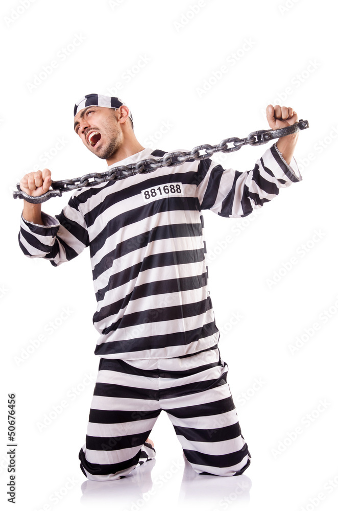 Convict criminal in striped uniform Convict criminal in striped uniform